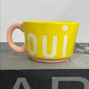 Anthropologie |  Yellow and Pink Oui Mug